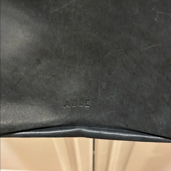 ABLE Classic Black Leather Tote Bag - Picture 2 of 7